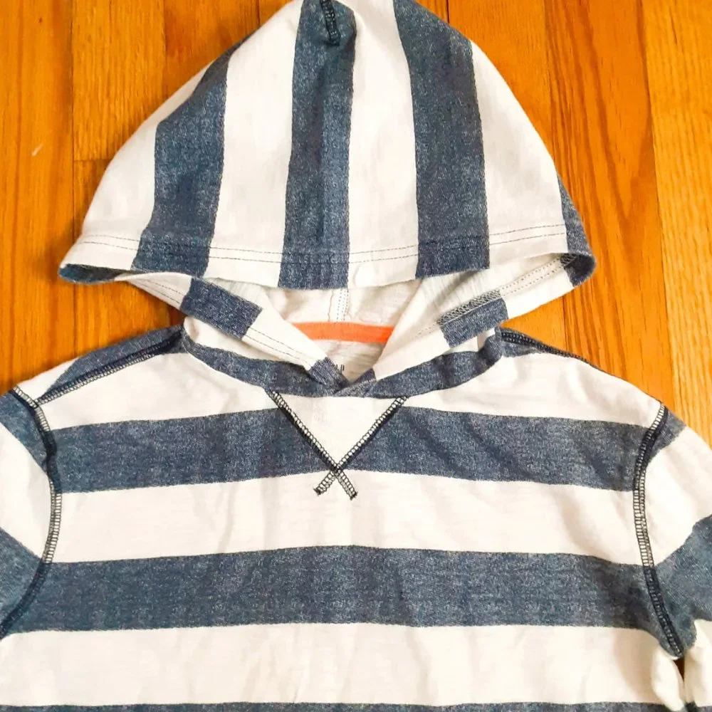 Gap Kids Striped Nautical Hoodie Size 6-7 Blue & White Beach Cover Up